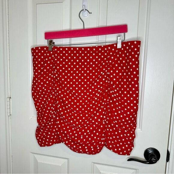 Torrid Red White Polka Dot Ruched Swim Skirt 2X Pinup Classic Retro Girly Beach - Picture 4 of 8